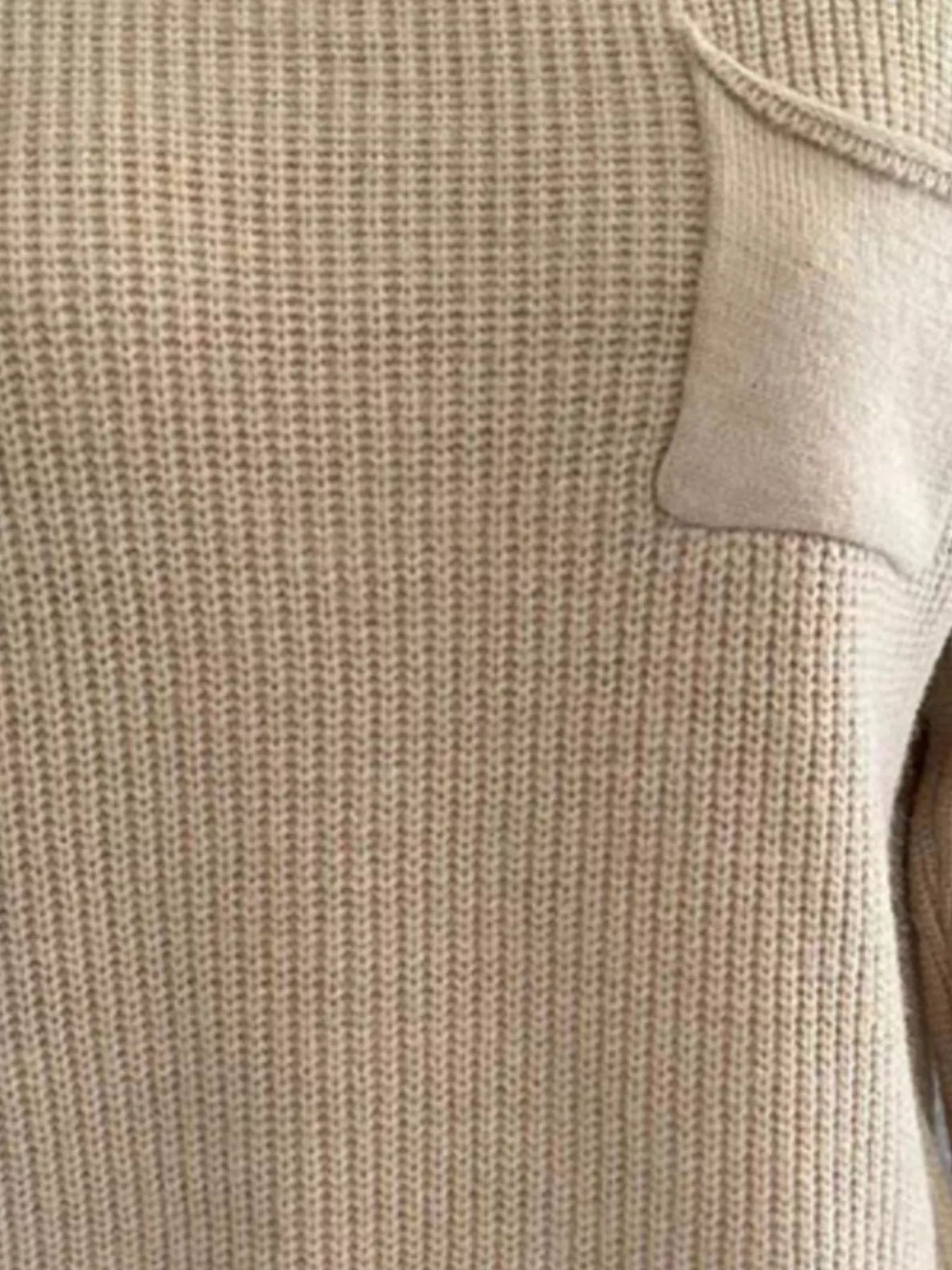 pocket detail dropped shoulder ribbed sweater styled on model