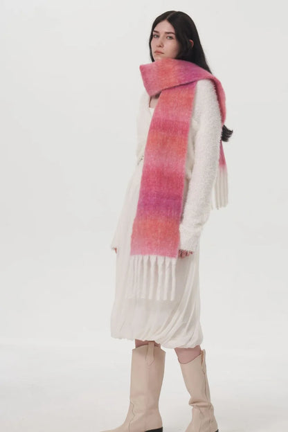 Fringe Gradient Thermal Scarf - Fashorio