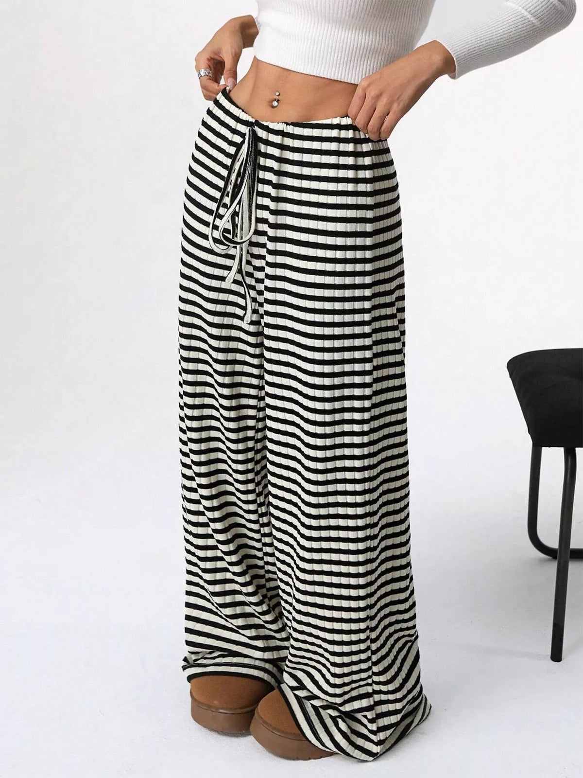 Black ribbed pants view