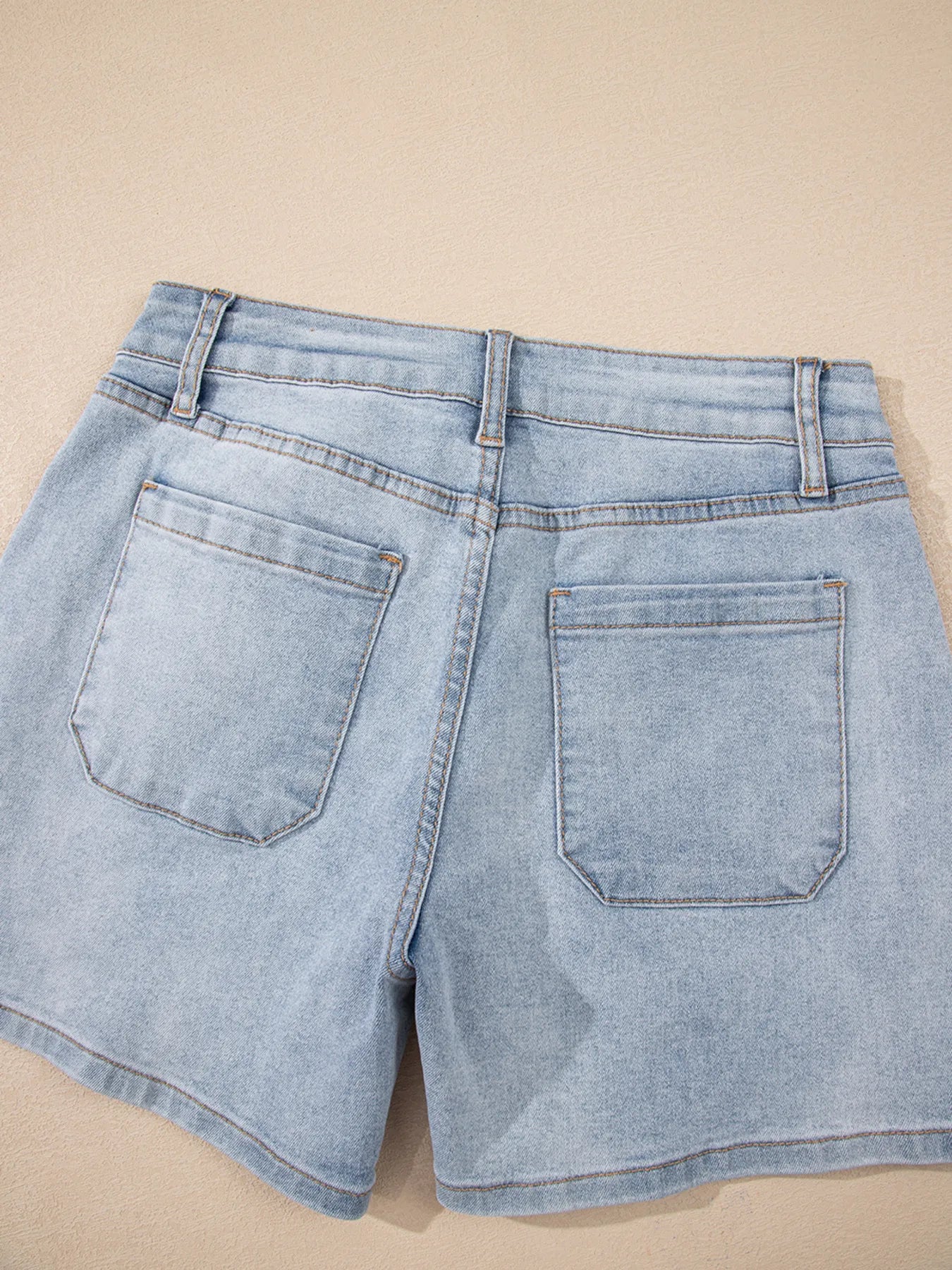 Wash High Rise Denim Shorts - Fashorio
