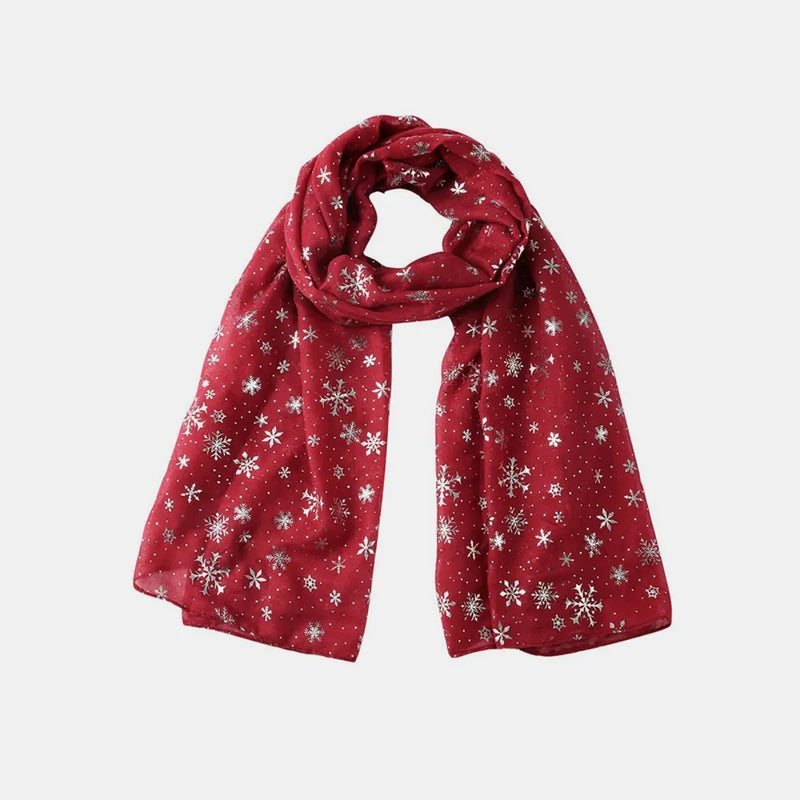Thermal snowflake polyester scarf front view