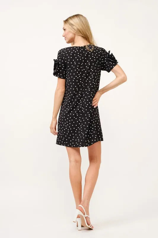 Embellished Sleeve Polka Dots Shift Dress view 9
