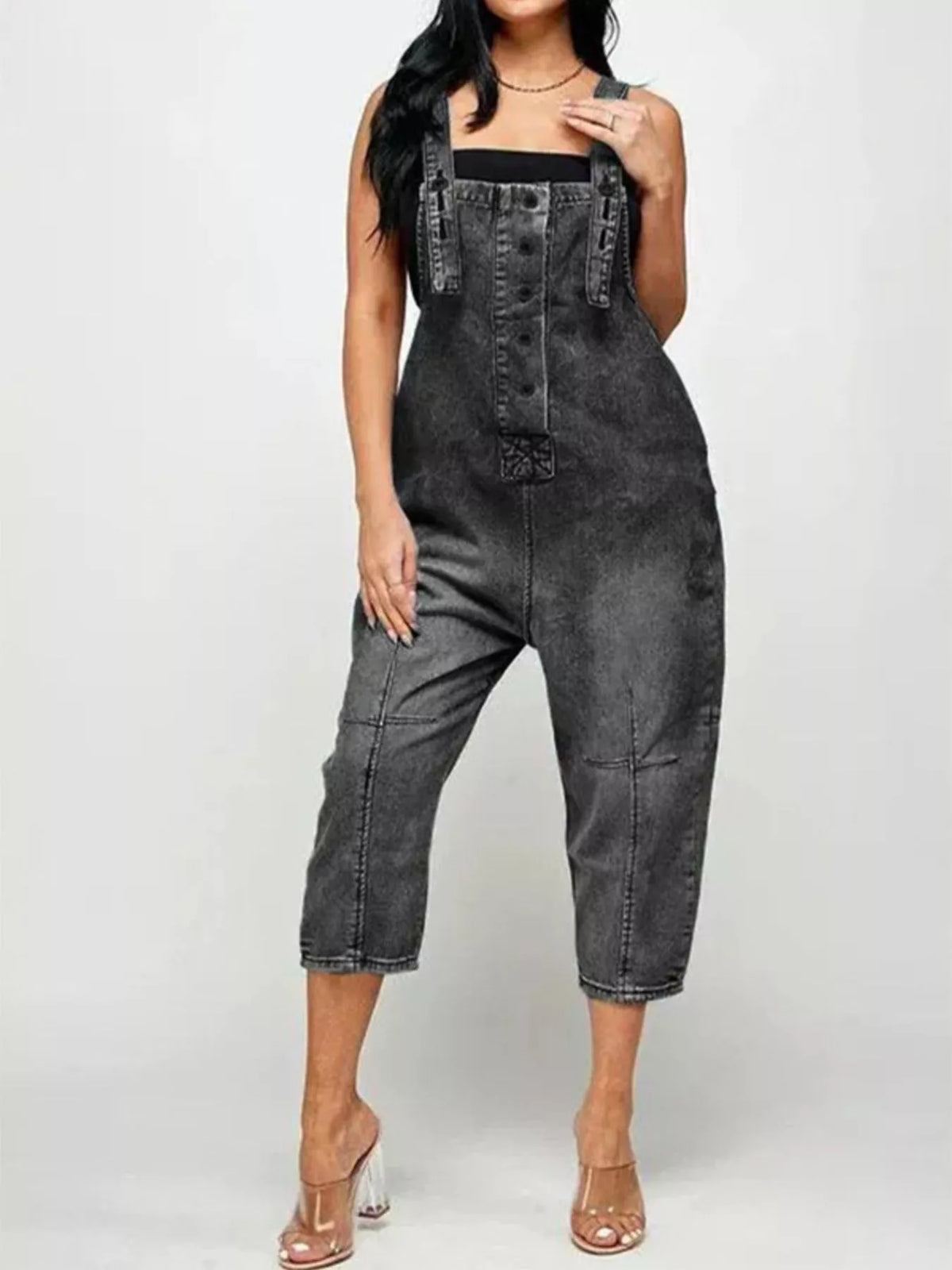 Denim overalls full length styling
