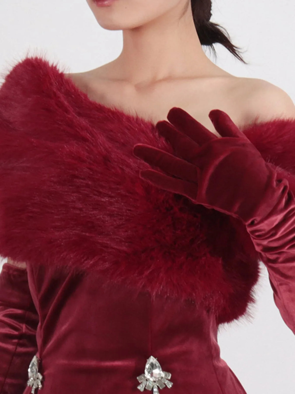 Fuzzy mini dress texture close up