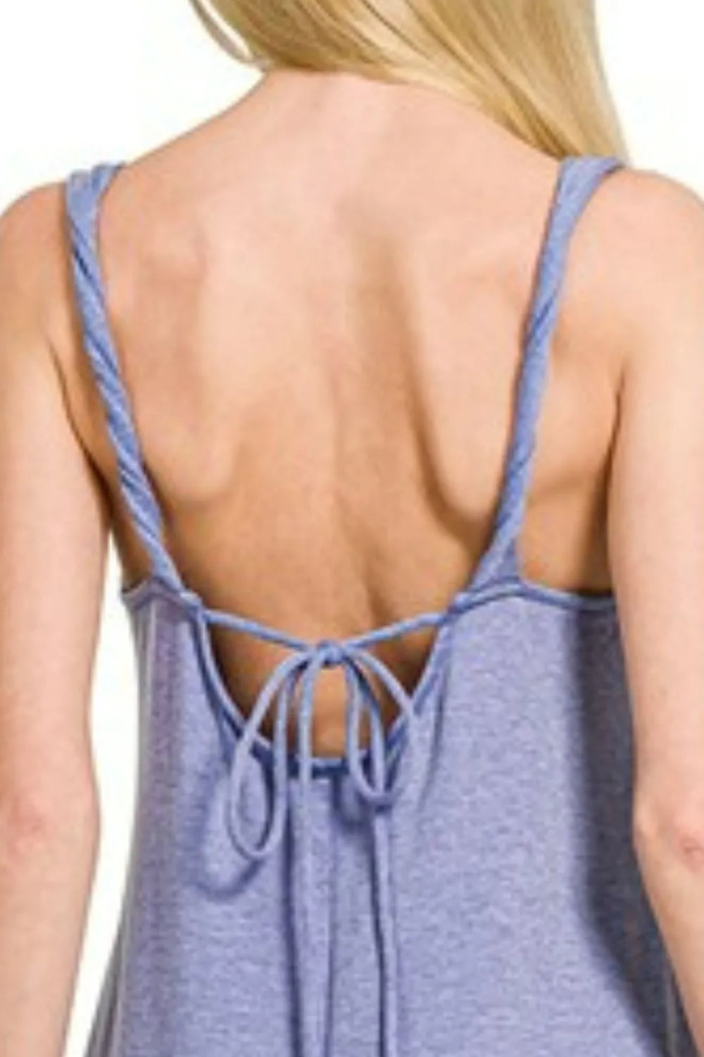 French Terry Twist Strap Midi Dress in Marlin Blue side view