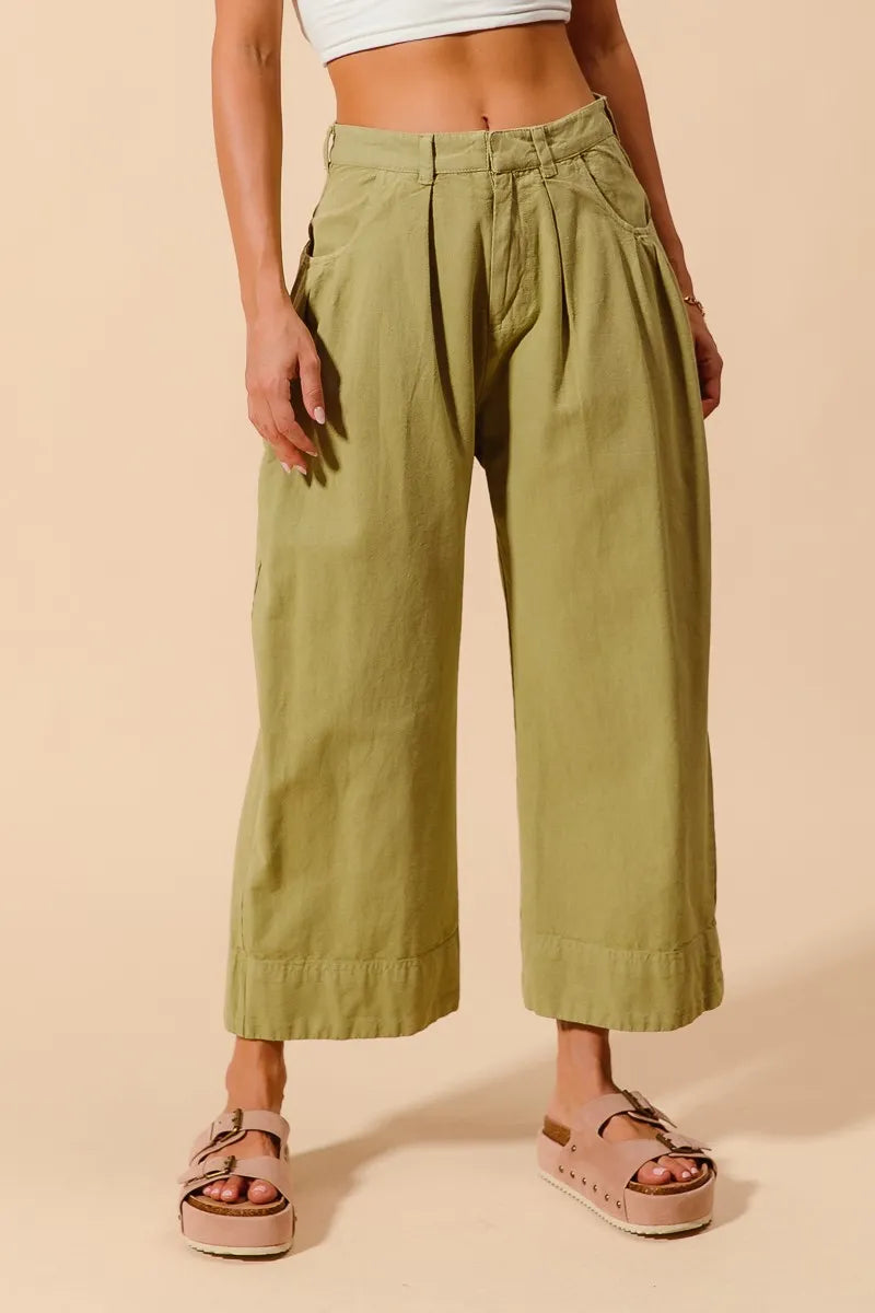 SO ME Mid Rise Wide Leg Chino Pants With Pockets - Fashorio