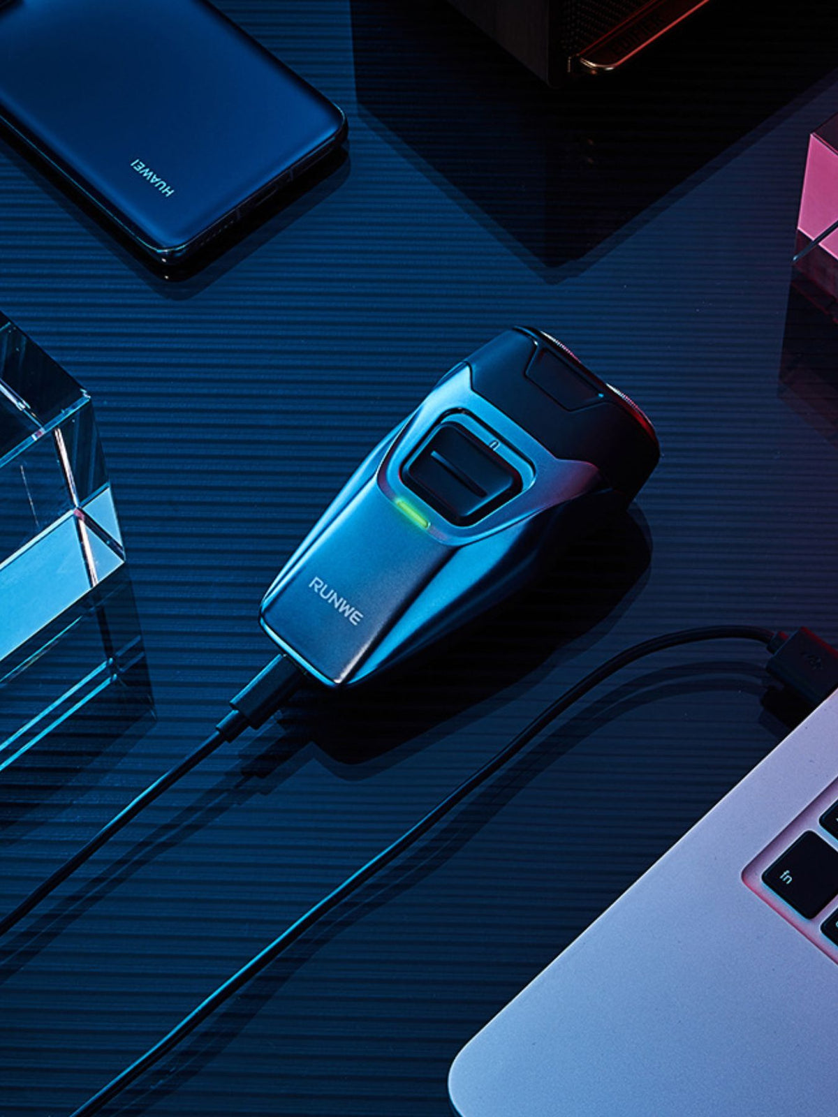 Electric shaver head close up