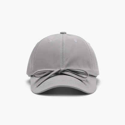 Tied Bow Cotton Baseball Cap Gray One Size - Fashorio