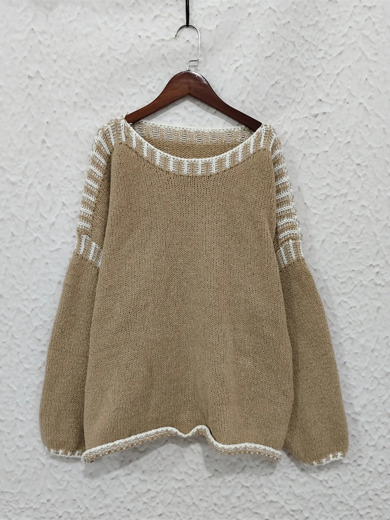 Contrast Trim Oversized Sweater - Fashorio