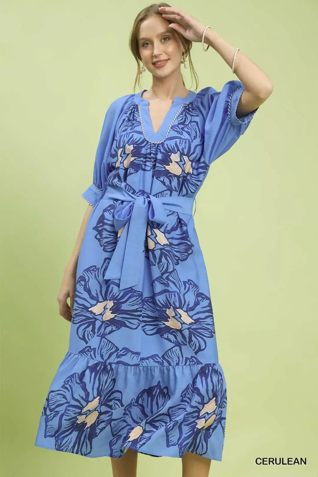 Floral Belted Midi Dress