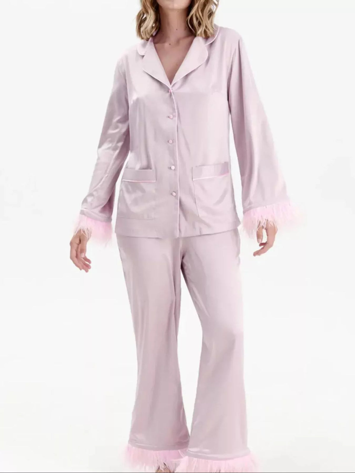 Button up detail on silky lounge top
