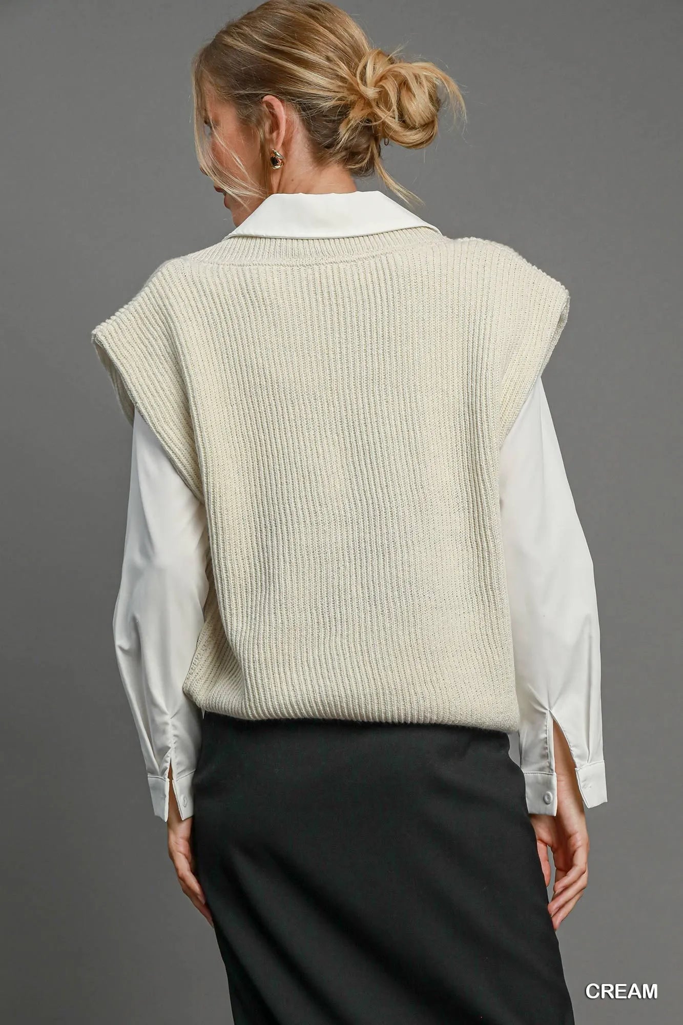 Umgee Oversized V Neck Vest - Fashorio