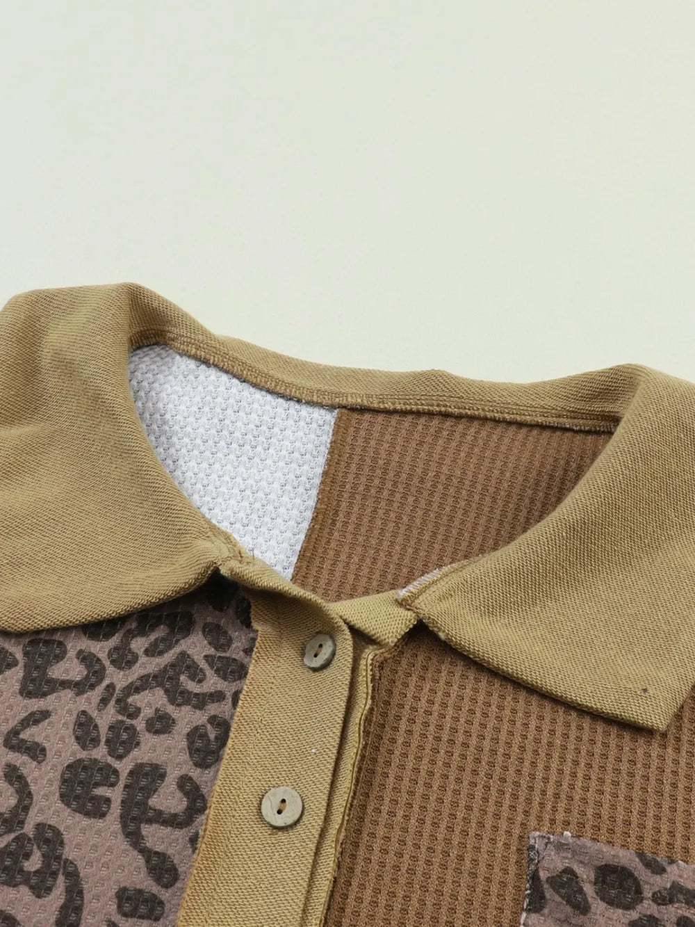 Half Button Leopard Collared Neck Blouse - Fashorio