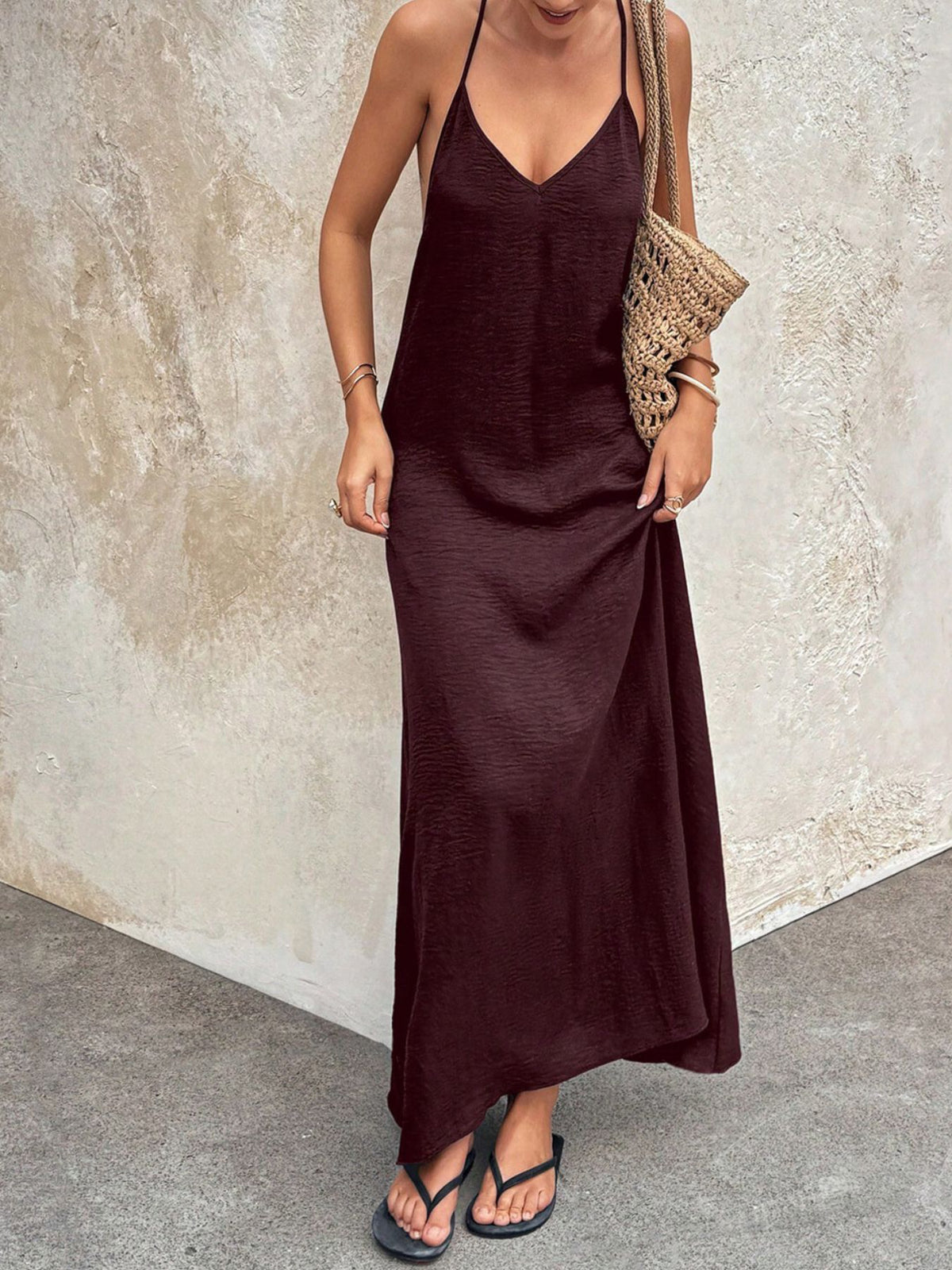 Maxi cami slip dress side view