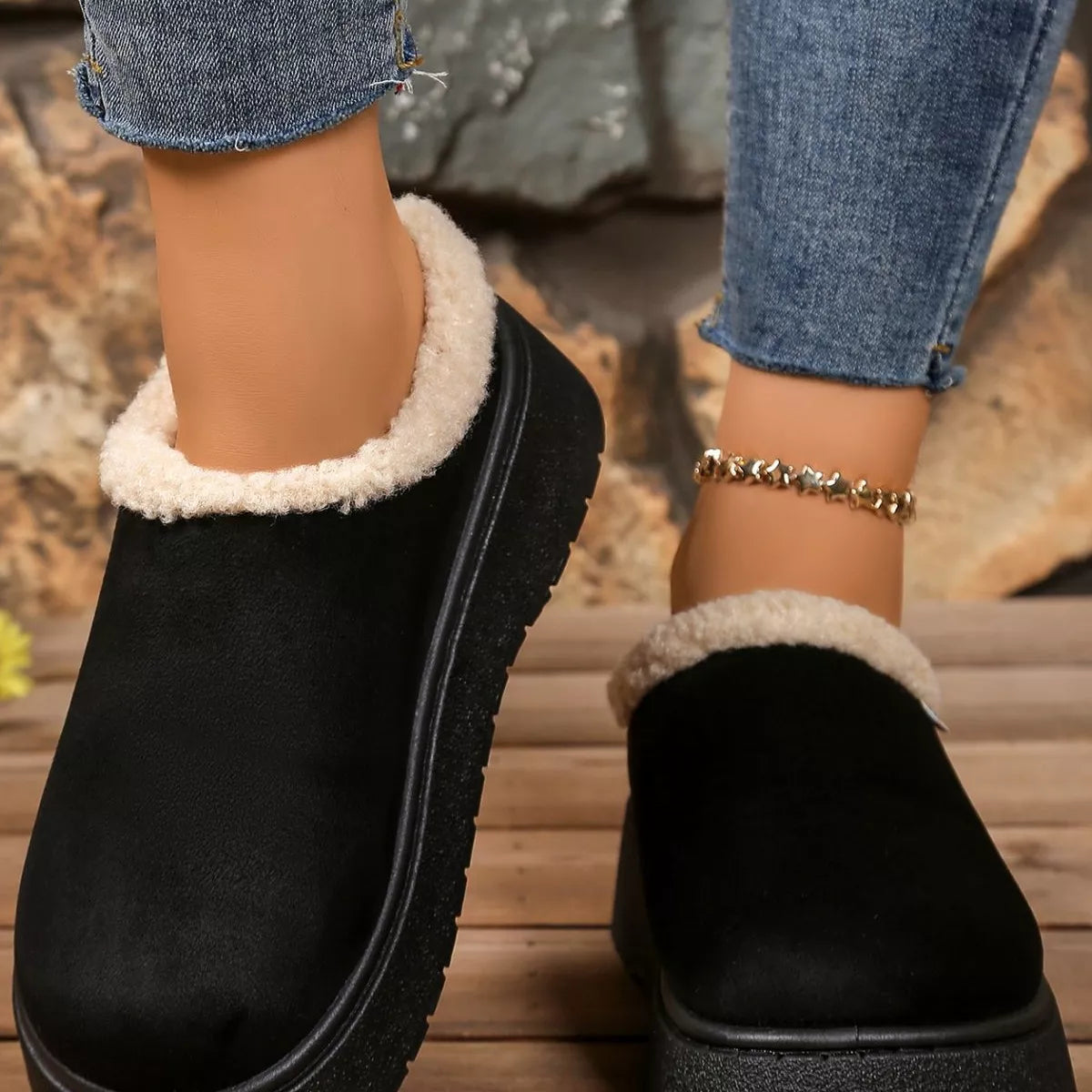 plush lined platform boots angled pair