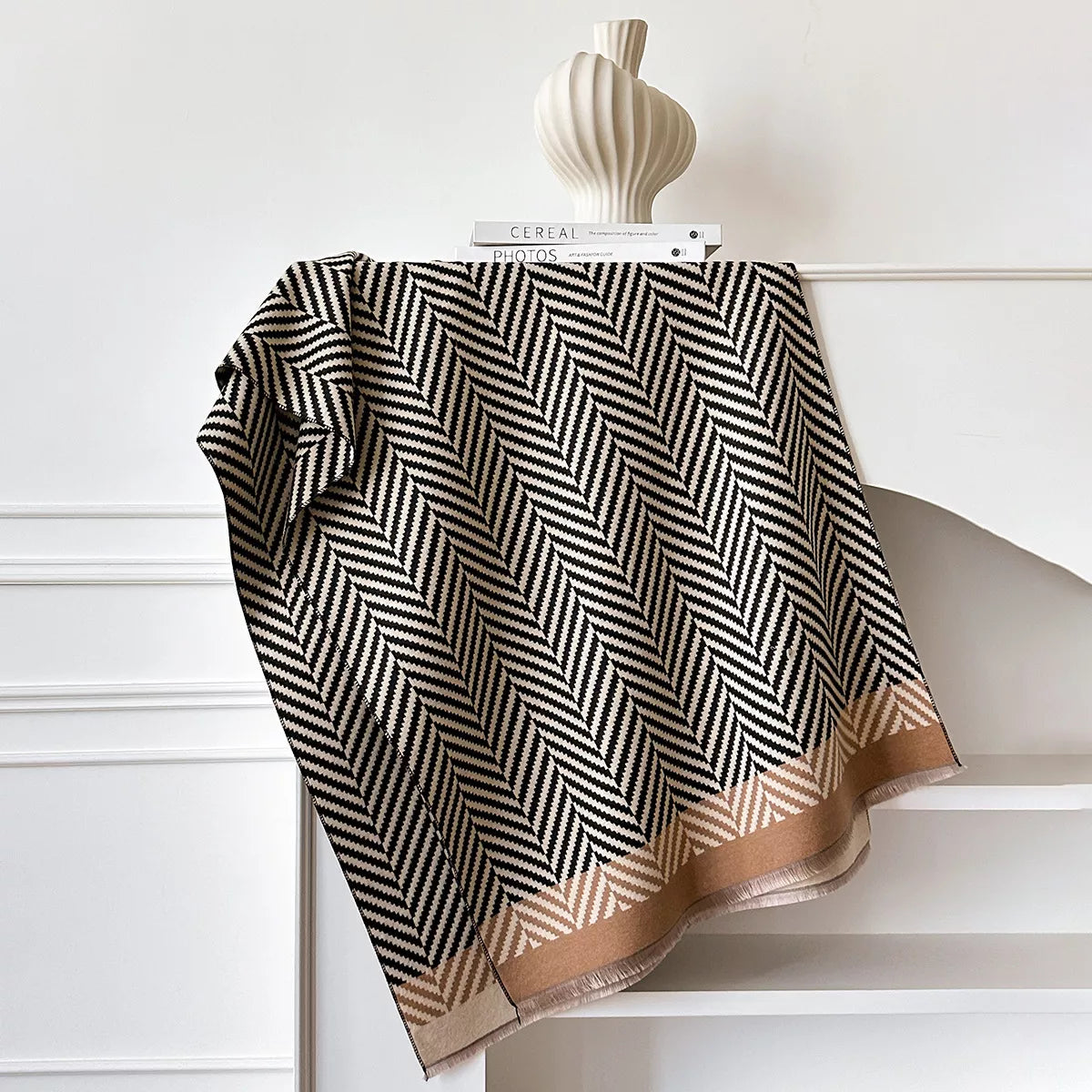 Detail of the soft cotton texture of the scarf