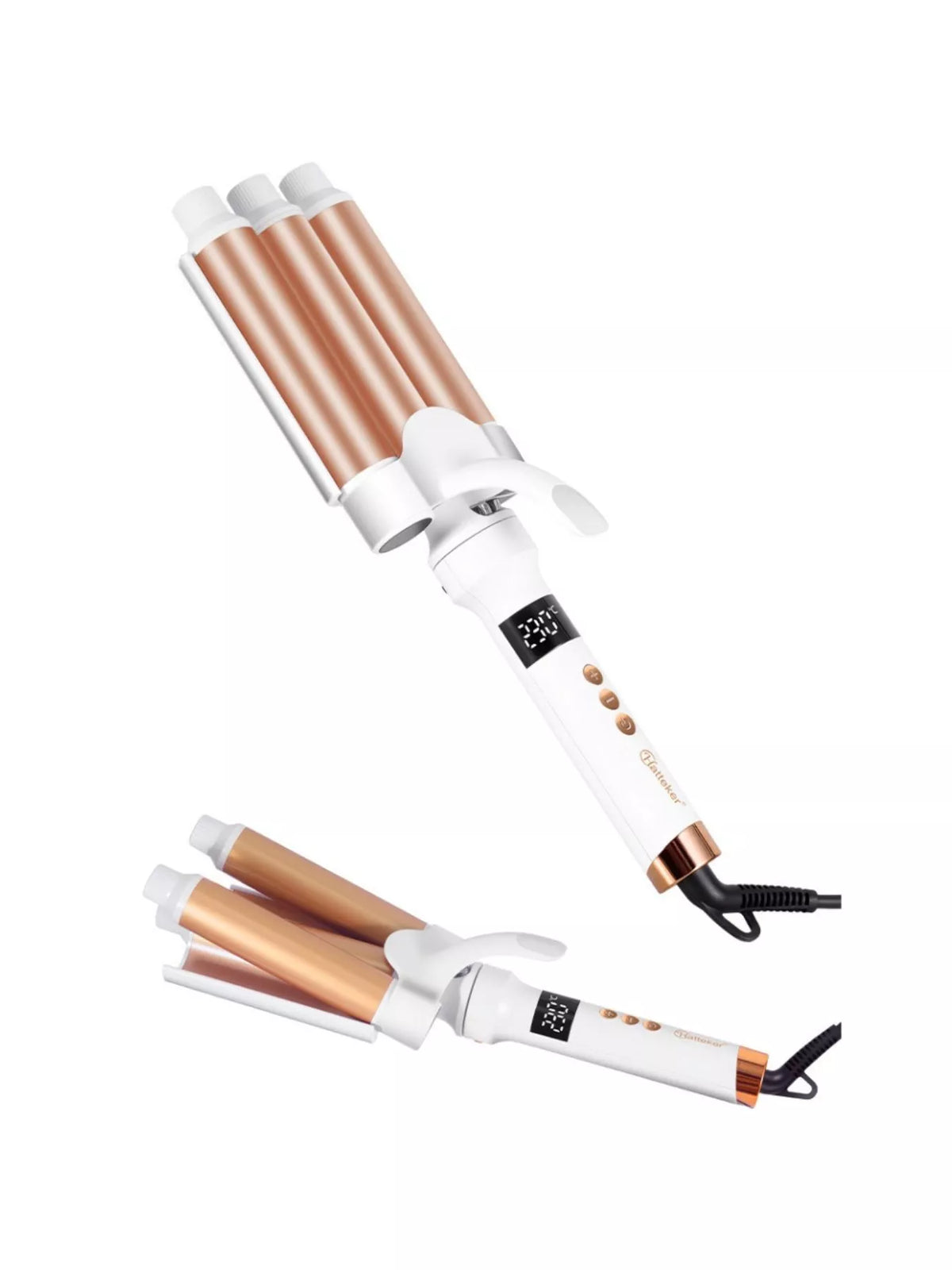 Curling iron set attachments laid out