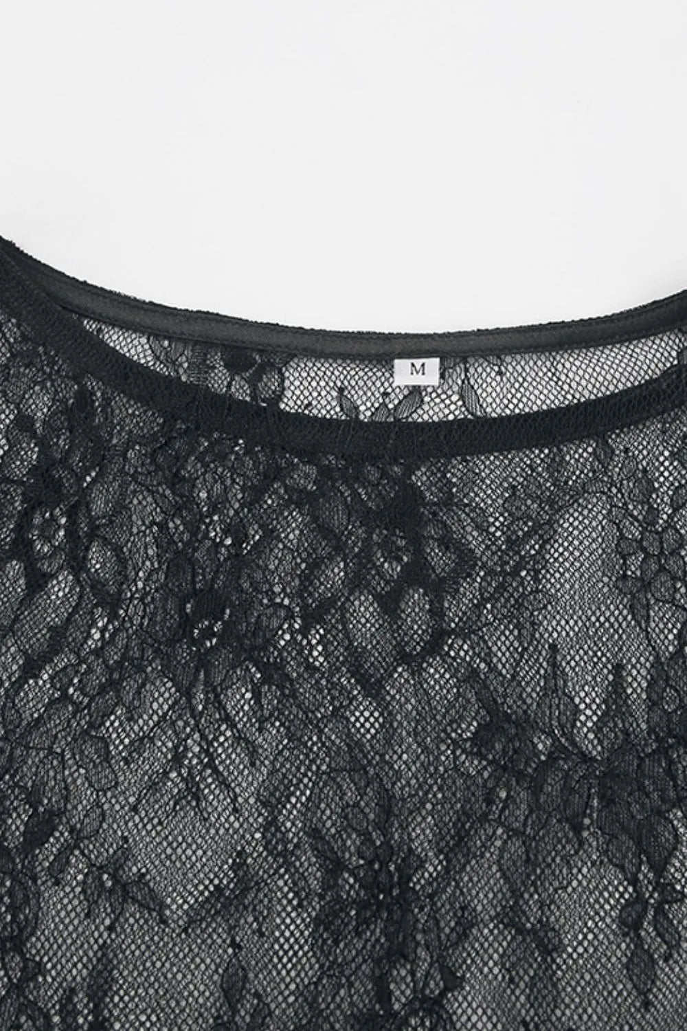Black sheer lace top back view