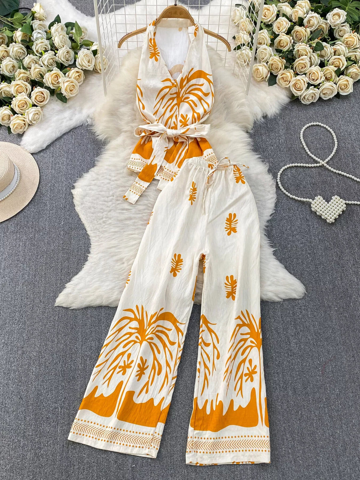 Sleeveless Top and Wide Leg Pants Set, view 19