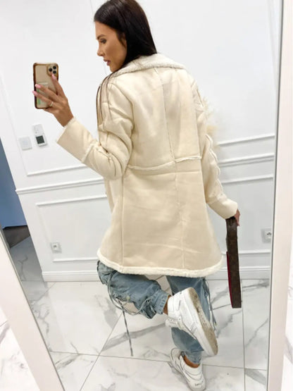 Lapel Collar Exposed Seam Buttoned Coat - Fashorio