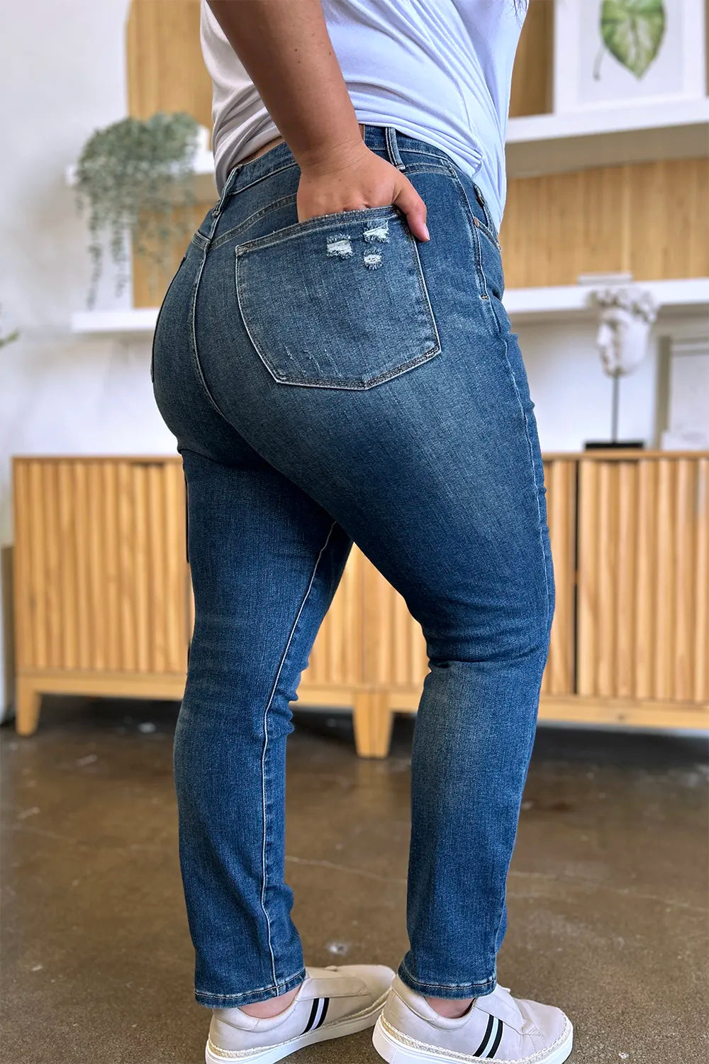 Judy Blue Full Size Tummy Control High Waist Slim Jeans - Fashorio