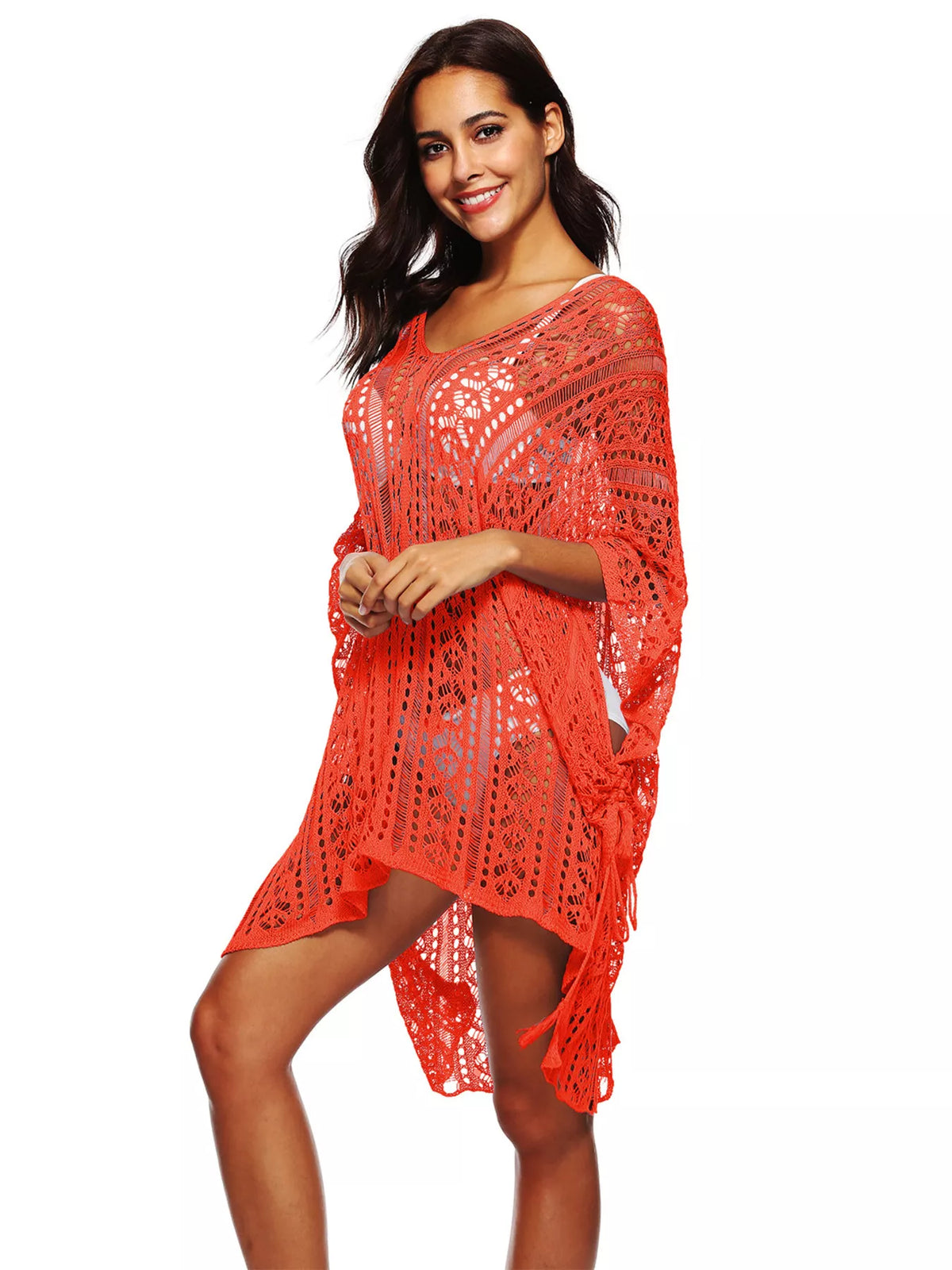 crochet knit beach cover up dress detail