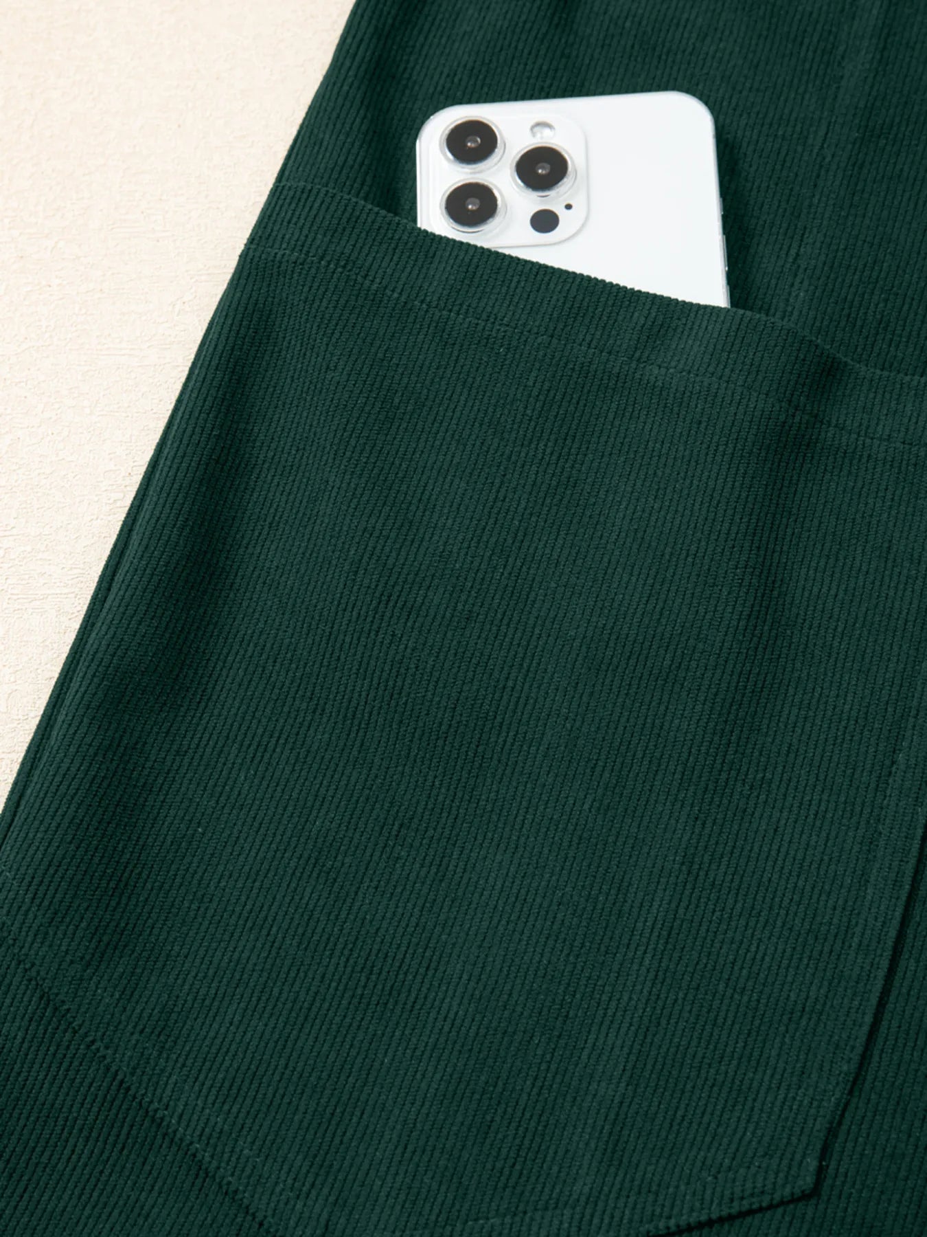 Corduroy V Neck Patched Pocket Sleeveless Jumpsuit - Fashorio