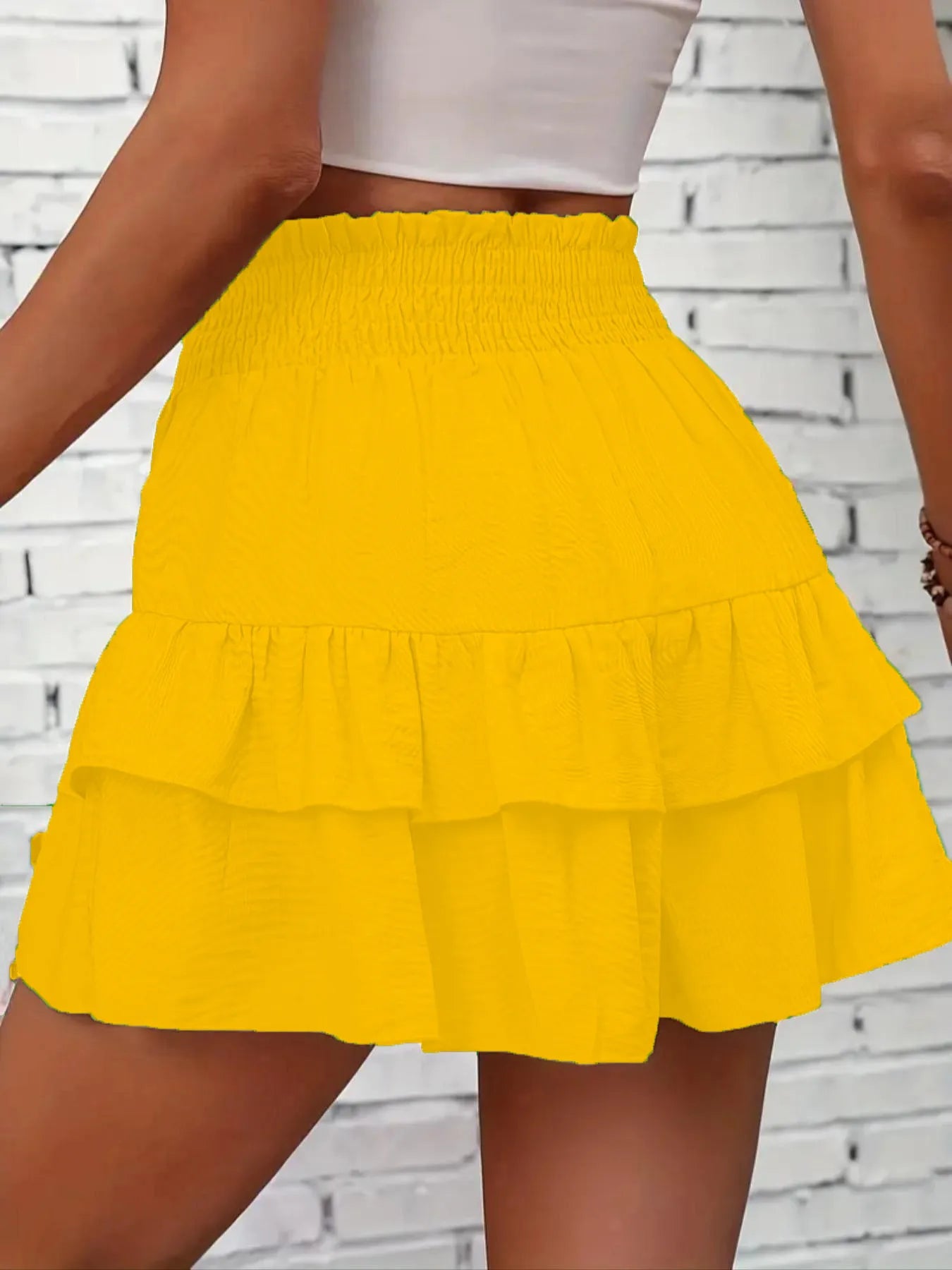 Ruffle Layered High Waist Casual Skort - Fashorio