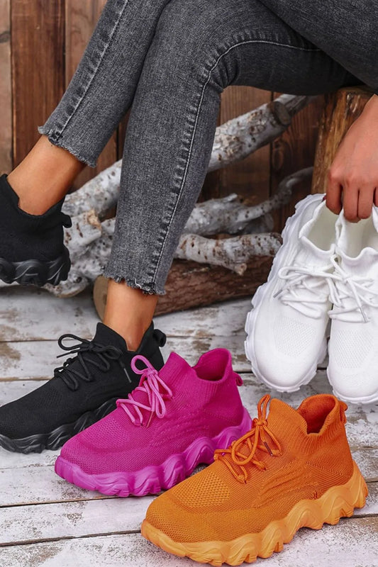 Mesh Lace-Up Round Toe Athletic - Fashorio