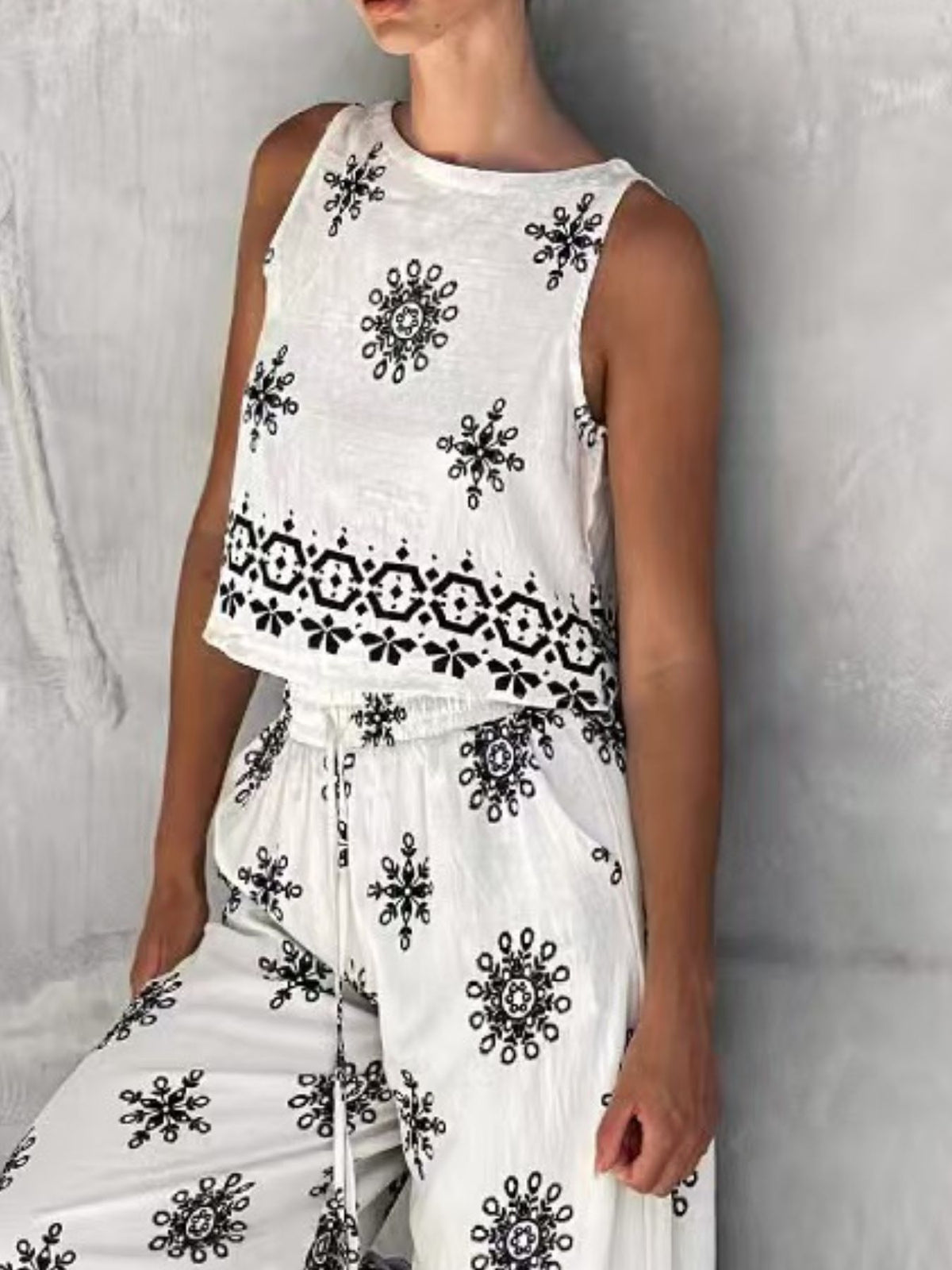Sleeveless Top and Wide Leg Pants Set, view 7