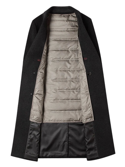 Men's Plus Size Double-Breasted Wool Overcoat - Fashorio