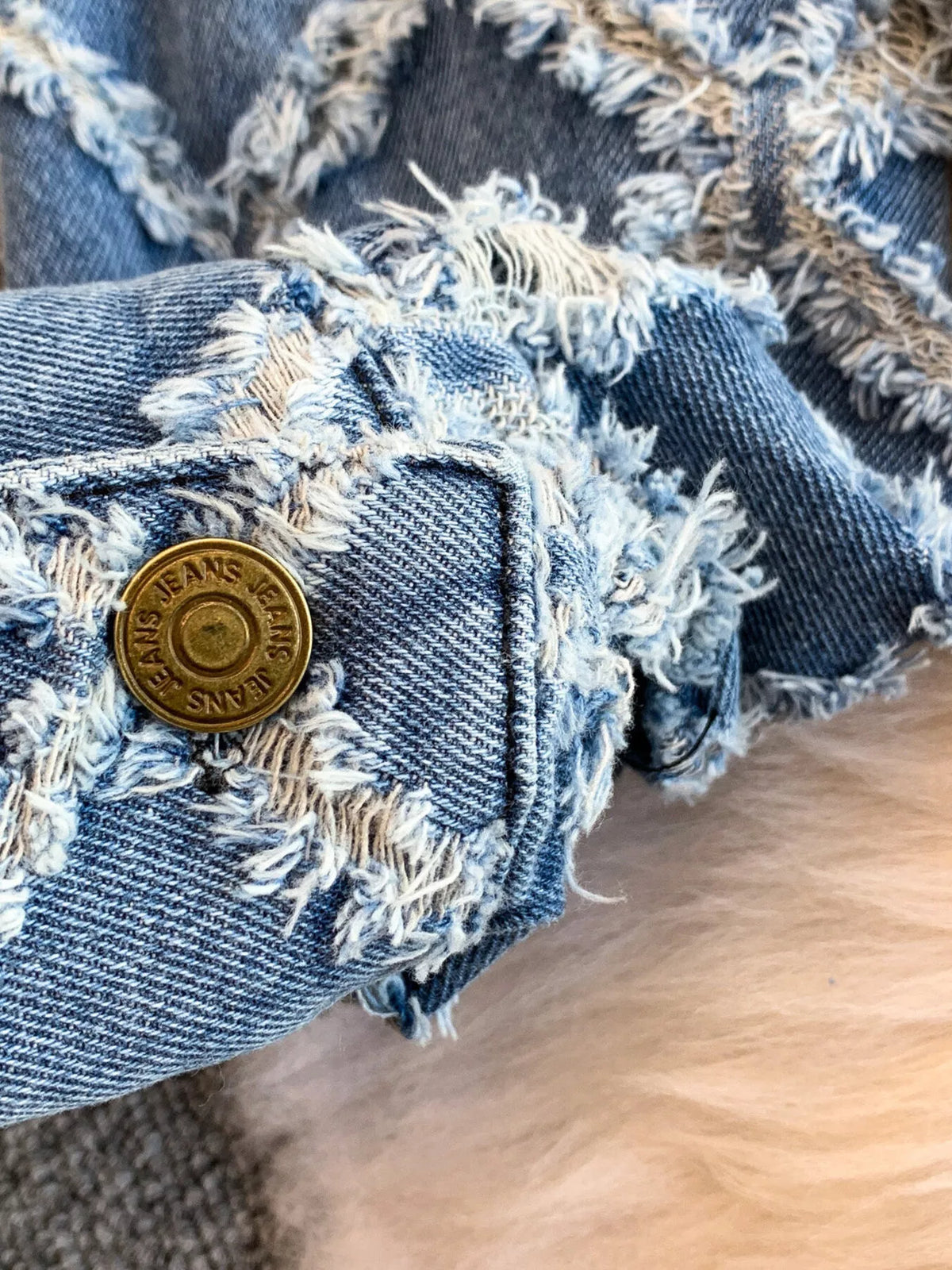 Denim two piece set jacket detail