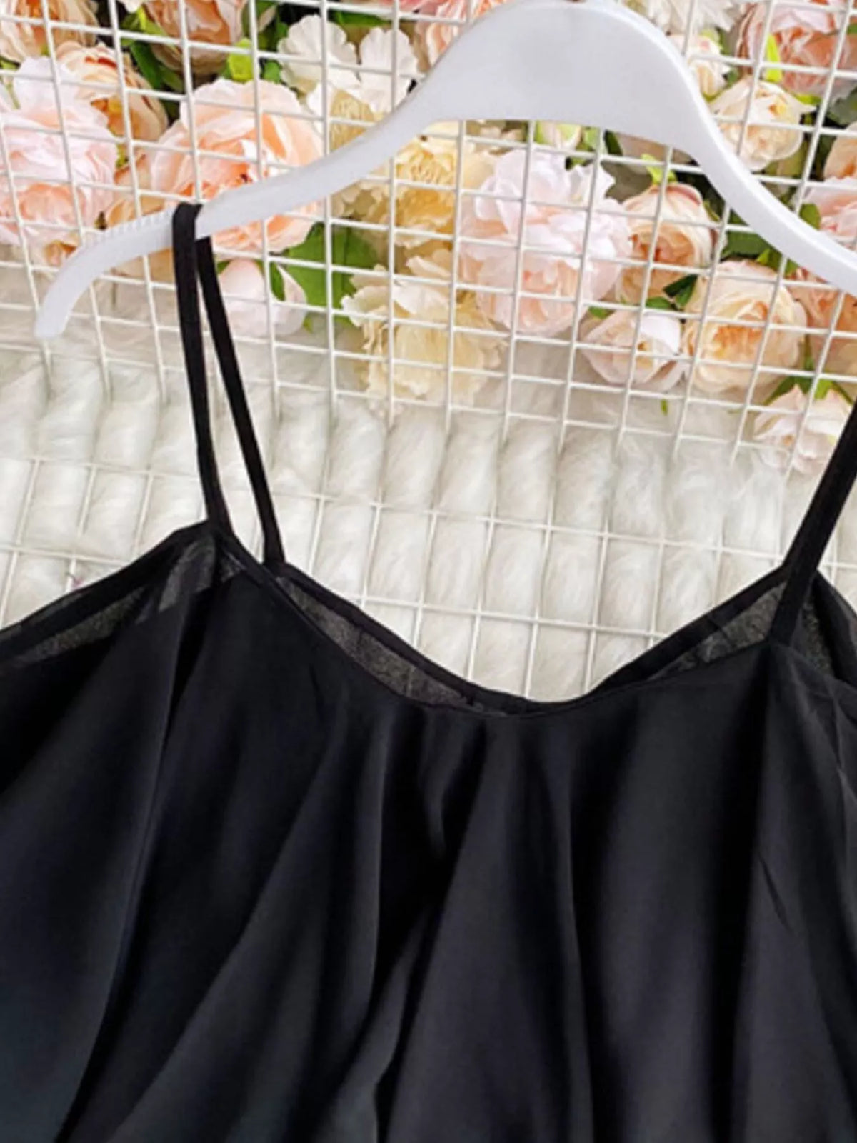 Ruffled flowy cami top styled look