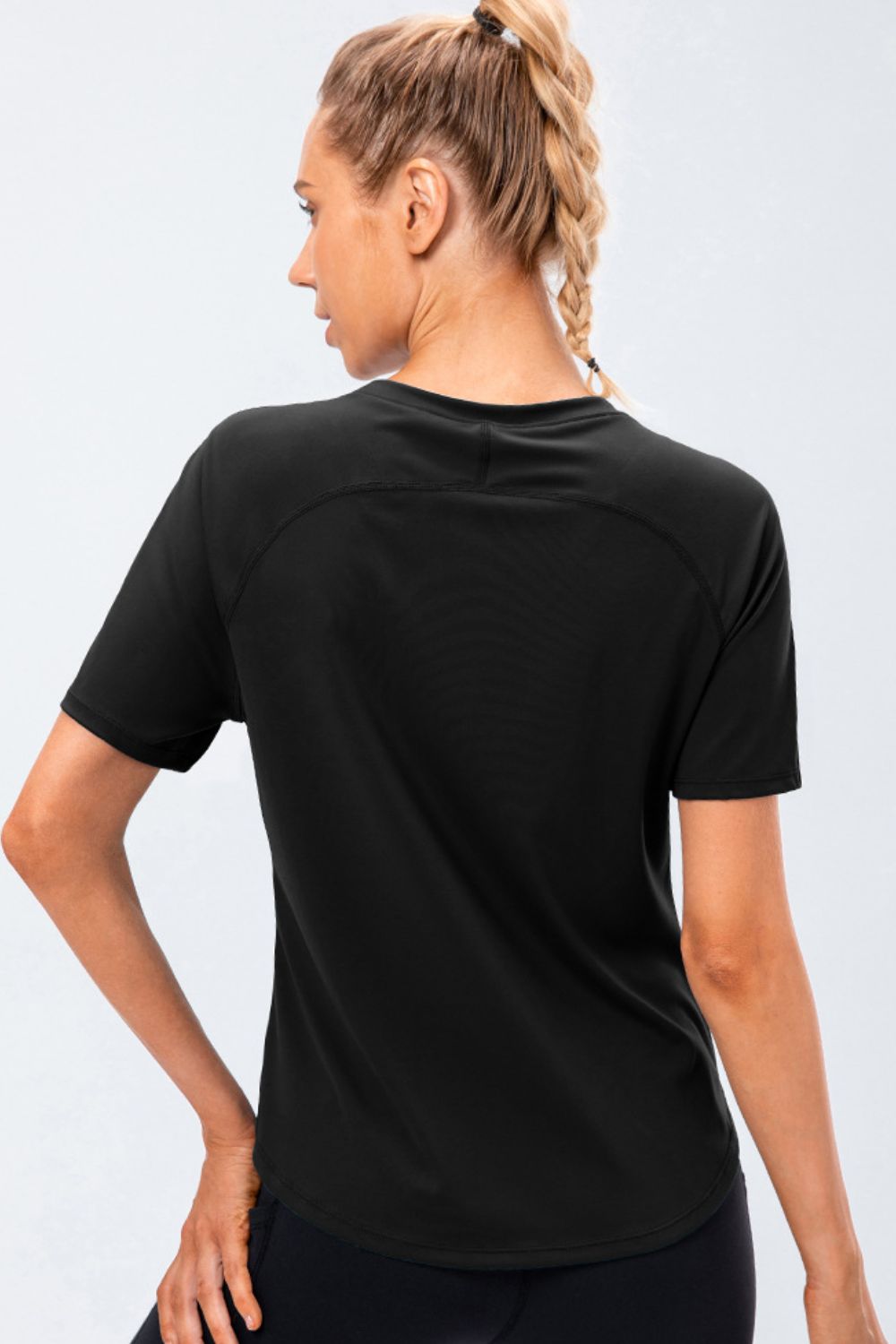 round neck raglan sleeve active tee full length view