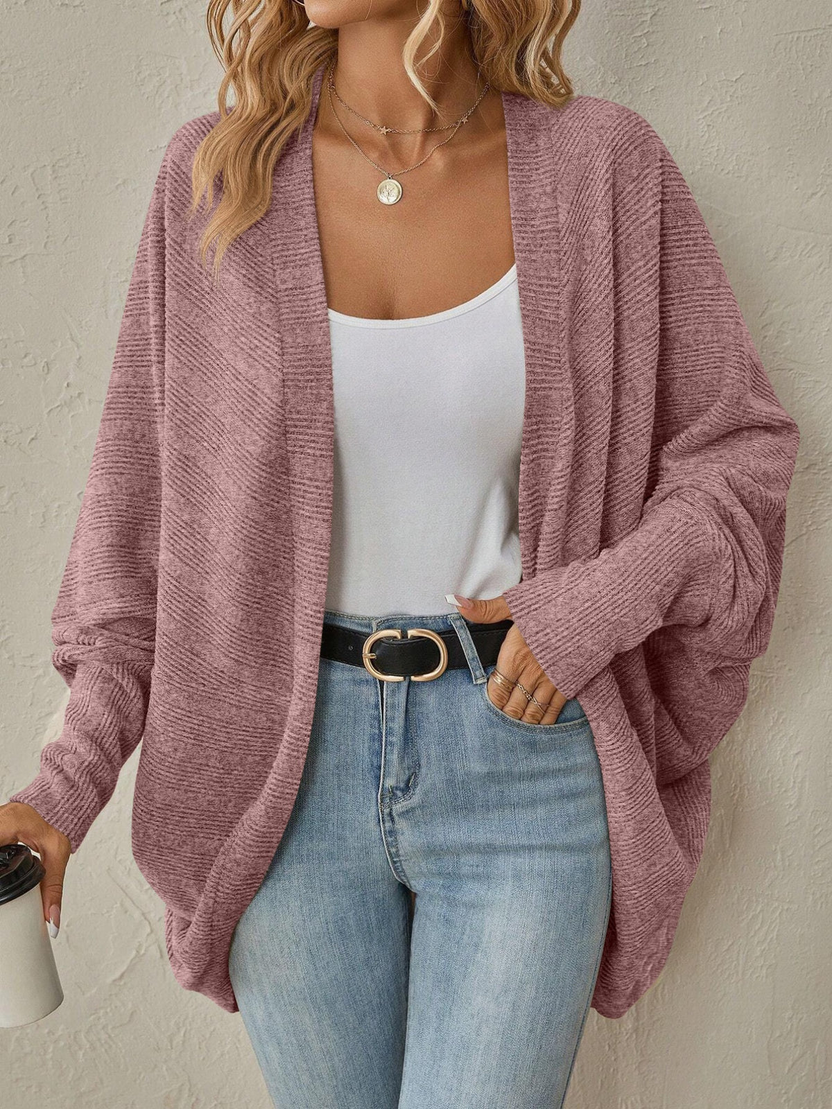 Batwing sleeve cardigan back view
