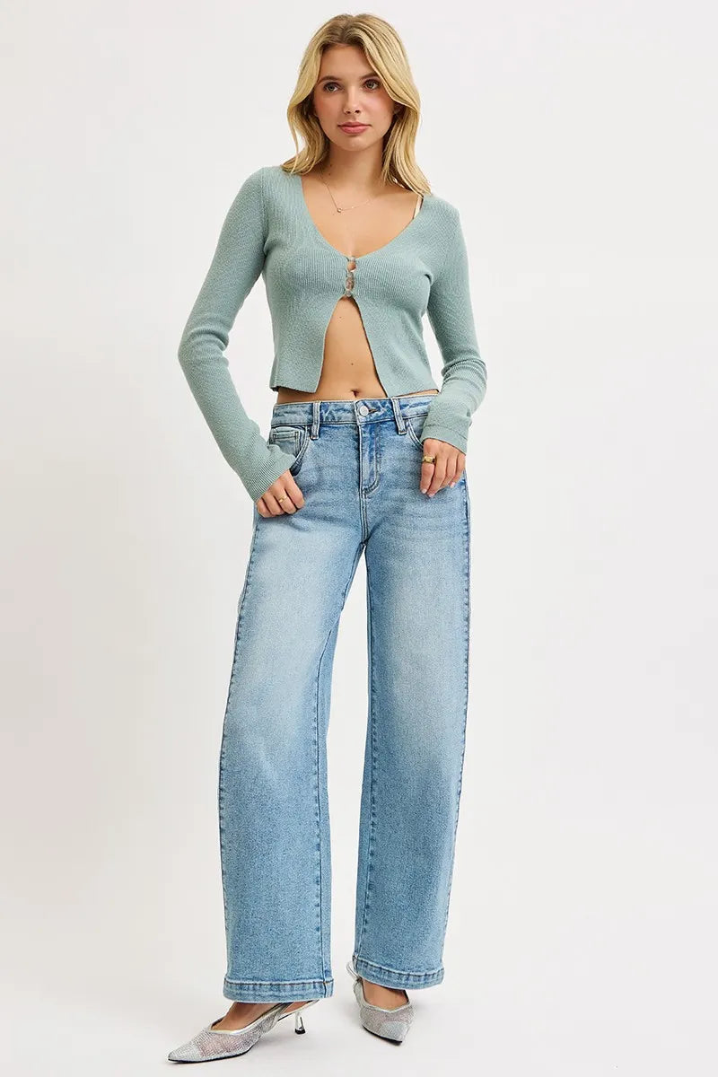 RISEN snap hem denim cuffed hem styling