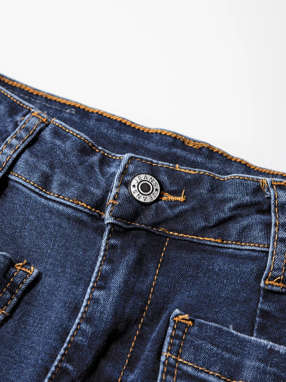 Patch Pocket Straight Shift Jeans in Medium Wash, view 8