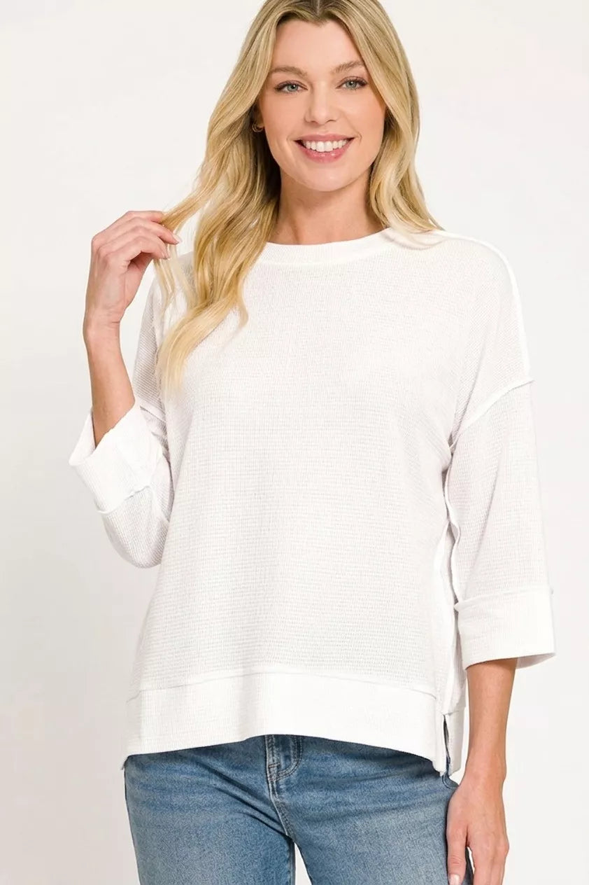 Zenana double knit 3/4 sleeve top front