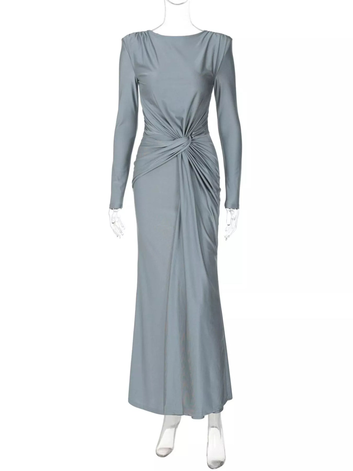 Twisted long sleeve maxi dress full front on model
