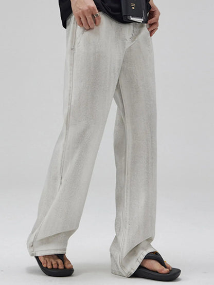 Men's Full Size Relaxed Fit Washed Wide Leg Jeans Plus Size - Fashorio