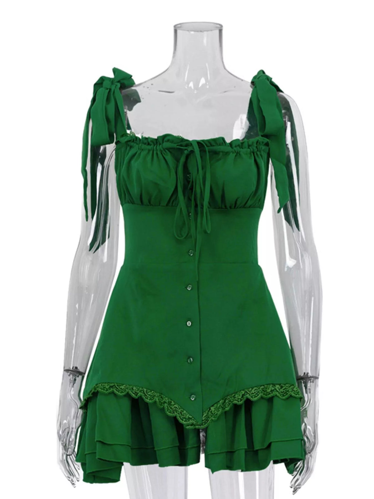 Back view of the ruffled short dress