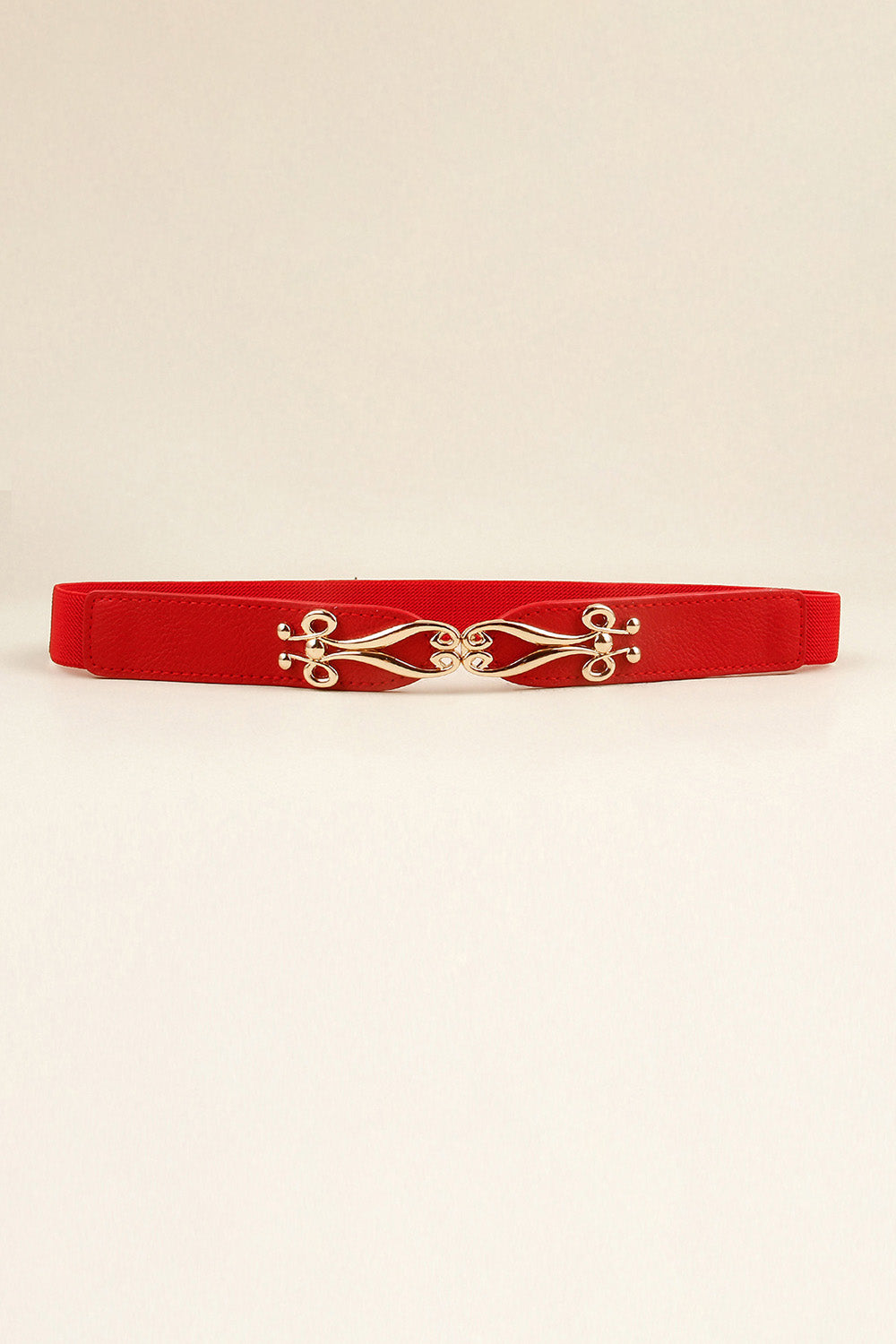 Alloy Buckle Elastic Belt Red One Size - Fashorio