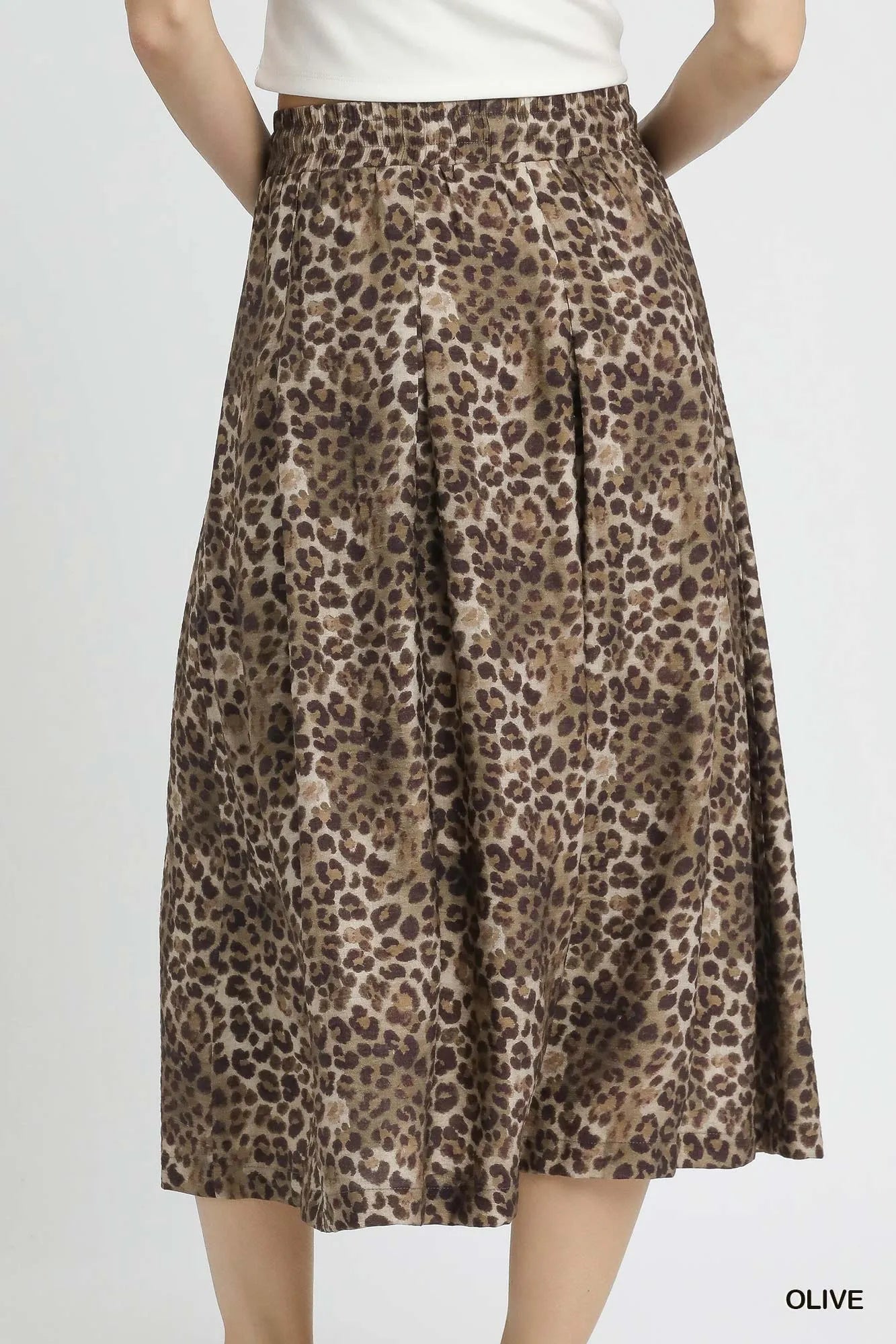 Umgee Drawstring Leopard Midi Skirt - Fashorio