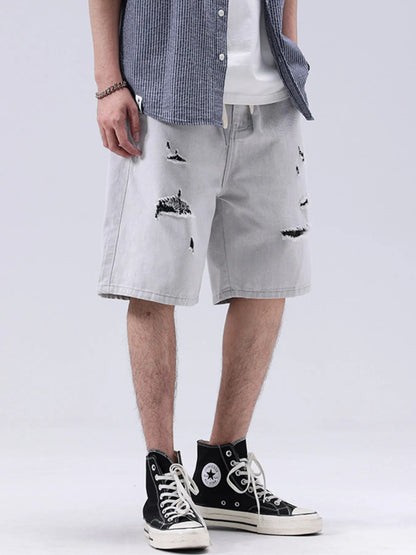 Men's Distressed Loose Fit Denim Shorts - Fashorio