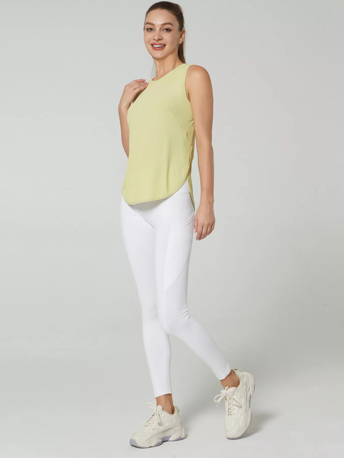 Active tank shown in a light neutral colorway
