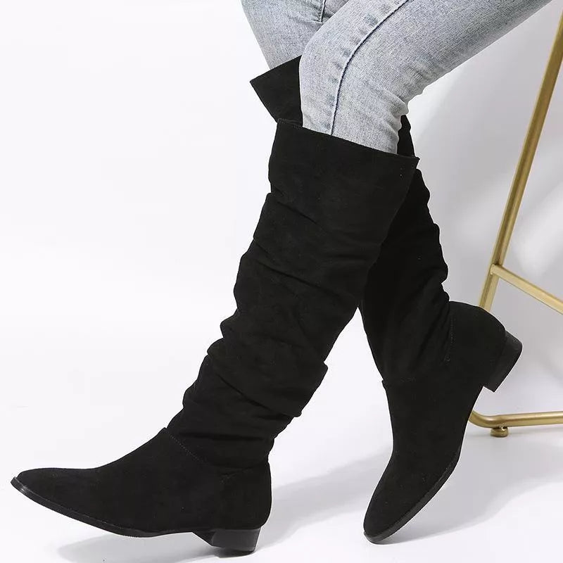 slouchy knee high boots back view