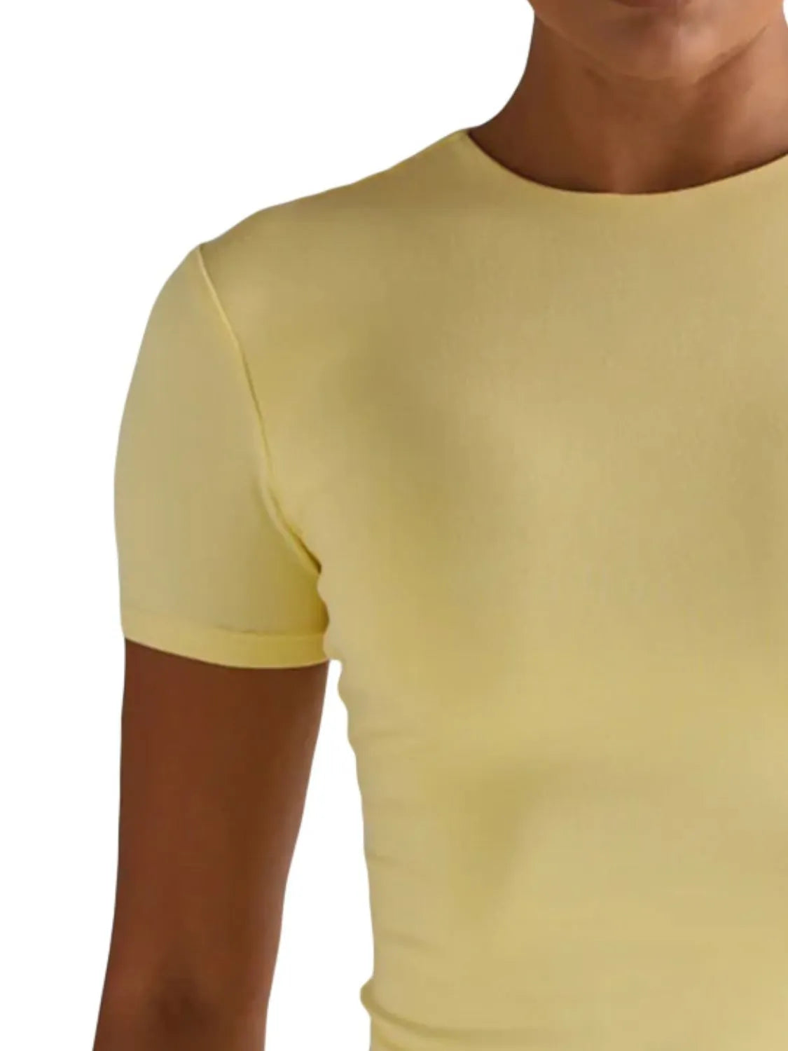 Round Neck Short Sleeve Swim Top - Fashorio