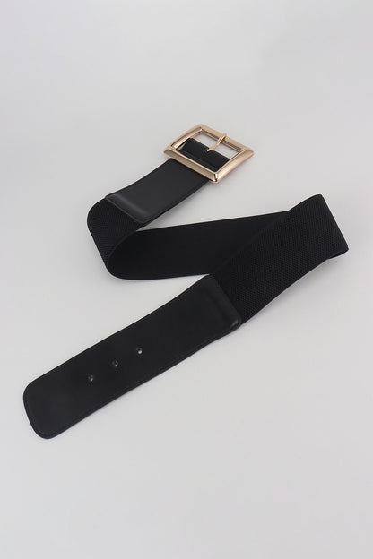 Rectangle Buckle Elastic Wide Belt - Fashorio