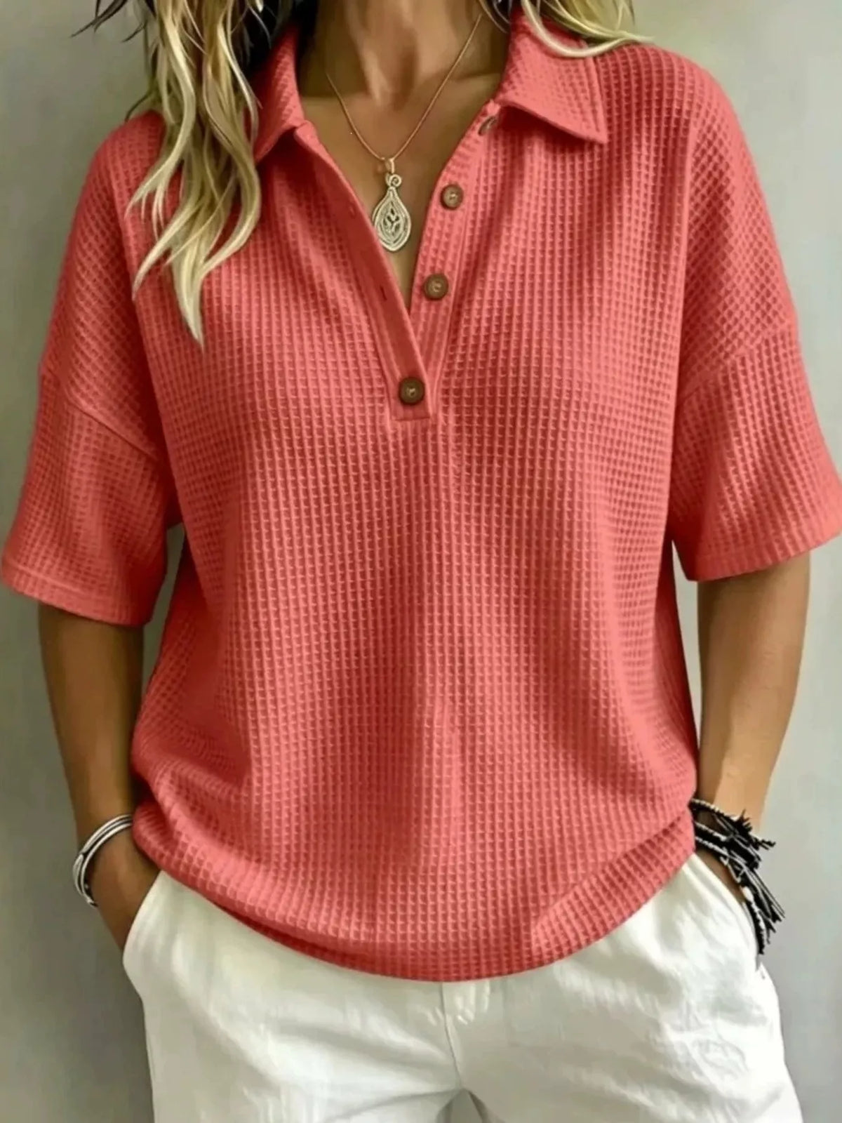 Colour range of the Pure Craft waffle knit polo top