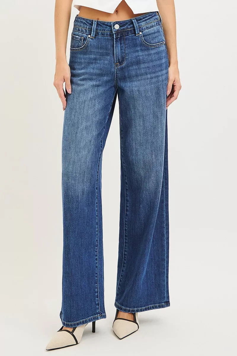 RISEN wide leg baggy denim pocket detail